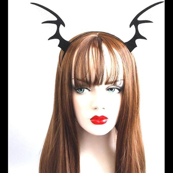Cathercing Halloween Black Devil Wings Horn Net Lace Headband for Women main image 7